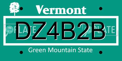 DZ4B2B Vermont License Plate