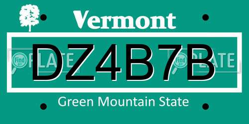 DZ4B7B Vermont License Plate