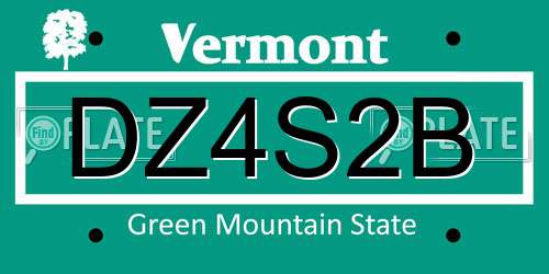 DZ4S2B Vermont License Plate