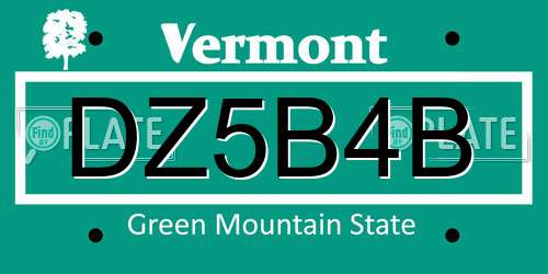 DZ5B4B Vermont License Plate