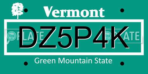 DZ5P4K Vermont License Plate