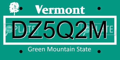 DZ5Q2M Vermont License Plate