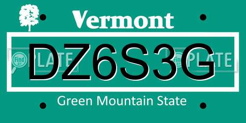 DZ6S3G Vermont License Plate