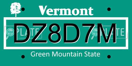 DZ8D7M Vermont License Plate