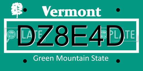 DZ8E4D Vermont License Plate