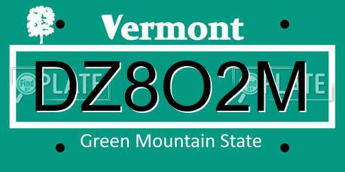 DZ8O2M Vermont License Plate