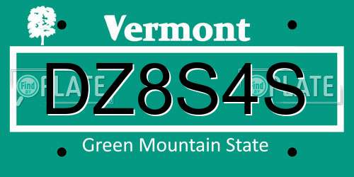 DZ8S4S Vermont License Plate