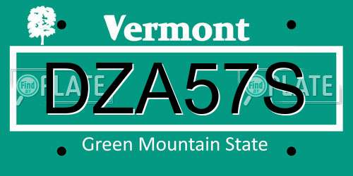 DZA57S Vermont License Plate