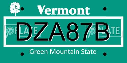 DZA87B Vermont License Plate