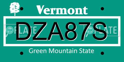 DZA87S Vermont License Plate