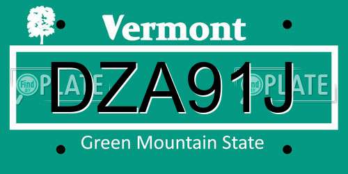 DZA91J Vermont License Plate