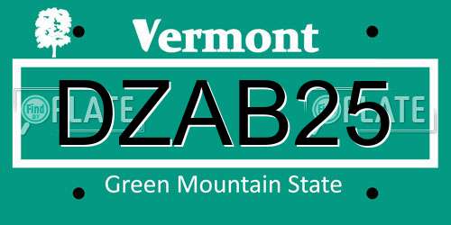 DZAB25 Vermont License Plate