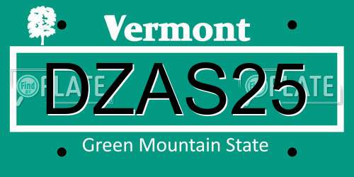 DZAS25 Vermont License Plate