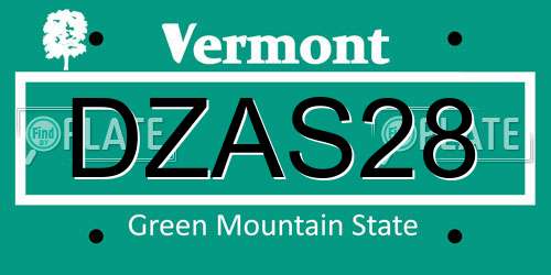 DZAS28 Vermont License Plate