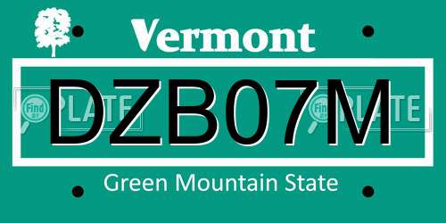DZB07M Vermont License Plate