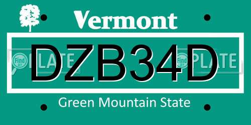 DZB34D Vermont License Plate