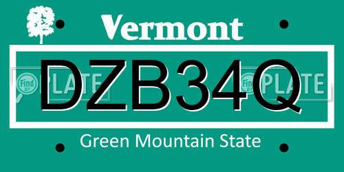 DZB34Q Vermont License Plate