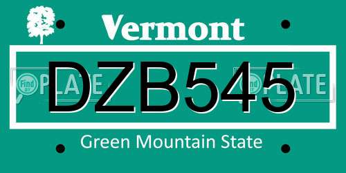 DZB545 Vermont License Plate