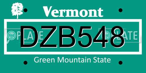 DZB548 Vermont License Plate