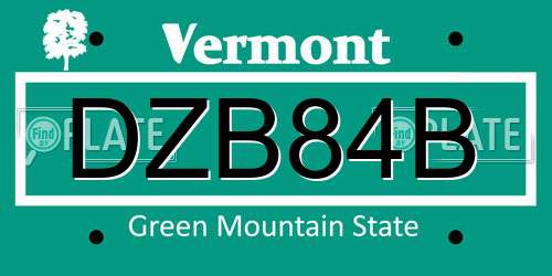 DZB84B Vermont License Plate