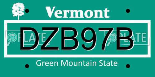 DZB97B Vermont License Plate