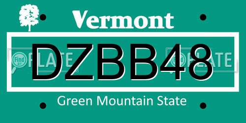 DZBB48 Vermont License Plate