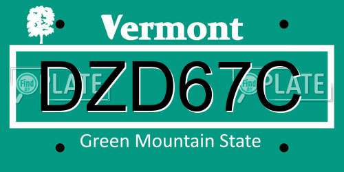 DZD67C Vermont License Plate