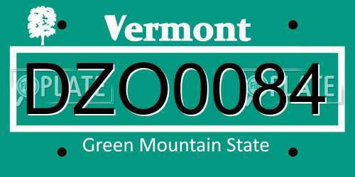 DZO0084 Vermont License Plate