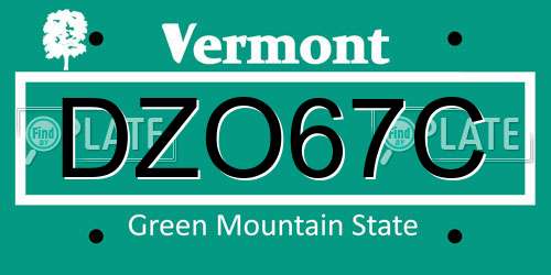 DZO67C Vermont License Plate
