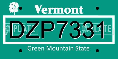 DZP7331 Vermont License Plate