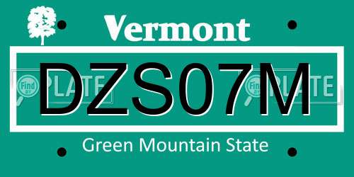 DZS07M Vermont License Plate