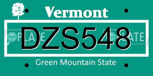 DZS548 Vermont License Plate