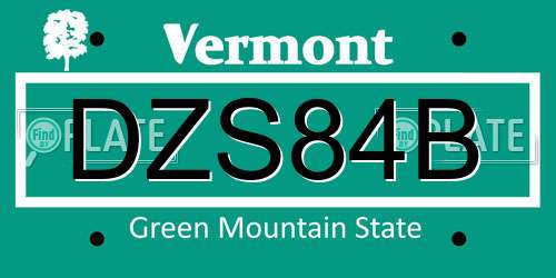 DZS84B Vermont License Plate