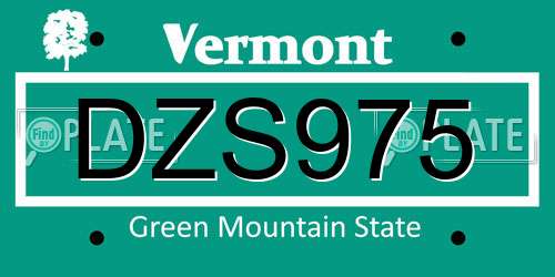 DZS975 Vermont License Plate