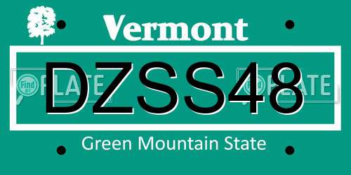 DZSS48 Vermont License Plate