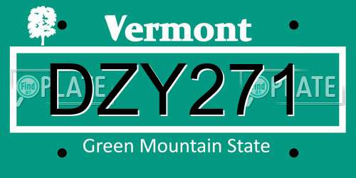 DZY271 Vermont License Plate