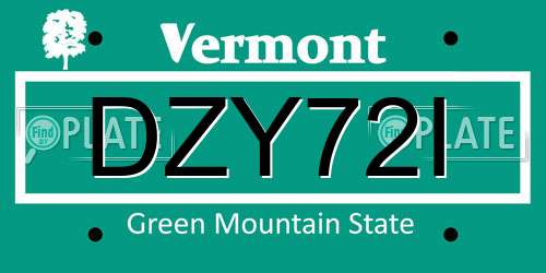 DZY72I Vermont License Plate