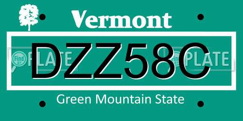 DZZ58C Vermont License Plate
