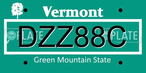 DZZ88C Vermont License Plate