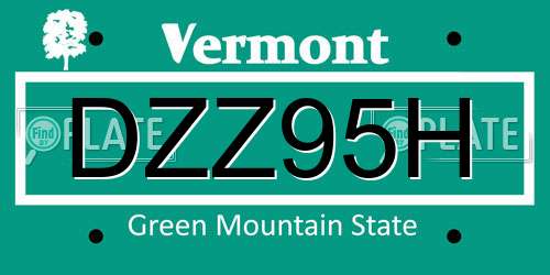DZZ95H Vermont License Plate