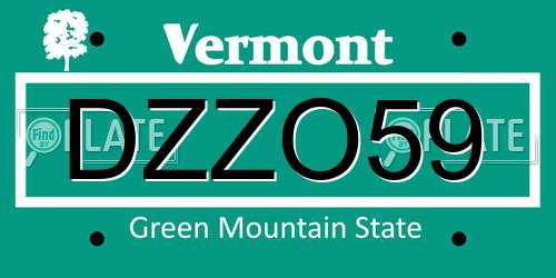 DZZO59 Vermont License Plate