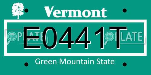 E0441T Vermont License Plate