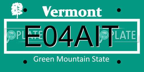 E04AIT Vermont License Plate