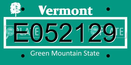E052129 Vermont License Plate