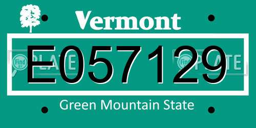 E057129 Vermont License Plate