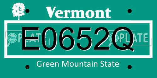 E0652Q Vermont License Plate