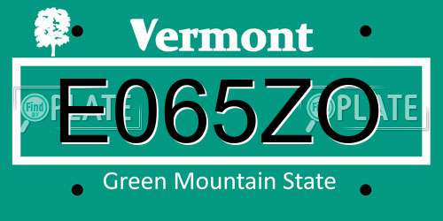 E065ZO Vermont License Plate