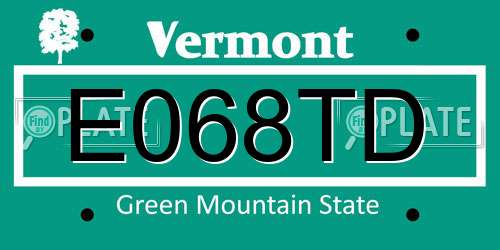 E068TD Vermont License Plate