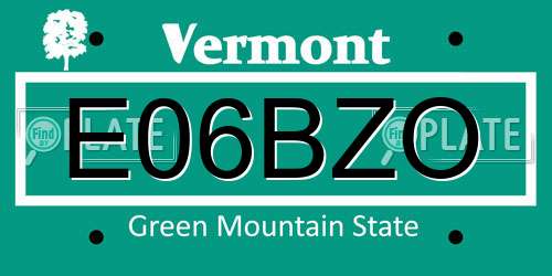 E06BZO Vermont License Plate