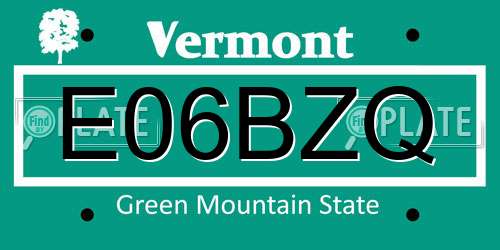 E06BZQ Vermont License Plate